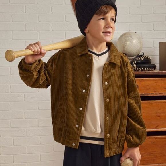 NWT Rylee + Cru Corduroy Bomber Jacket Sage Sz 8-9 - Picture 2 of 8